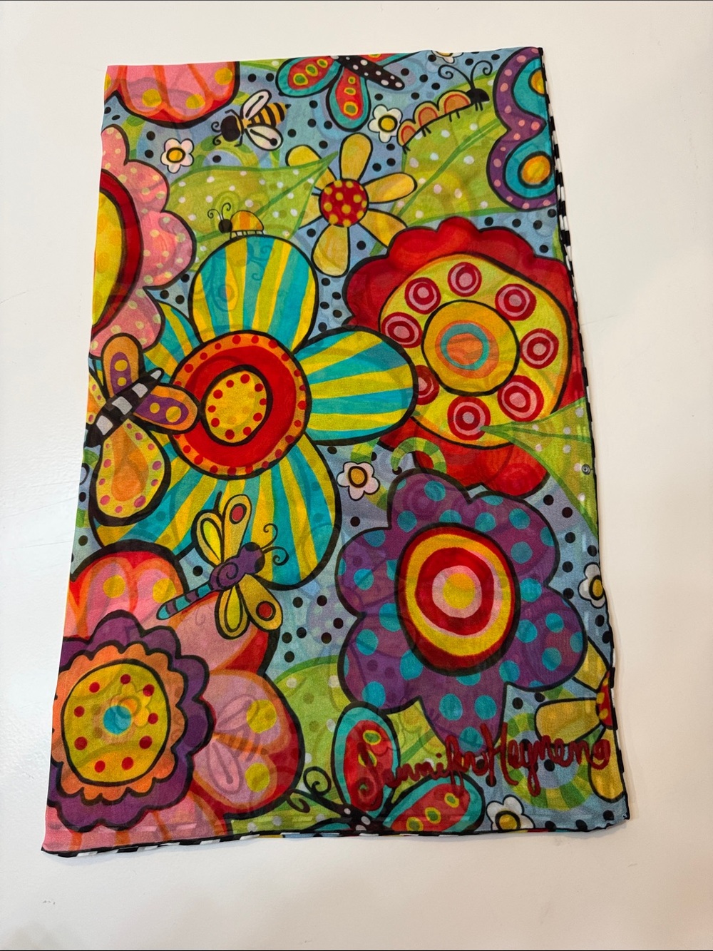 Floral Silk Scarf (66”x 20”) - Picture 6 of 6